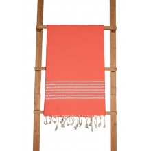 Fouta plate orange sanguine rayures lurex argenté