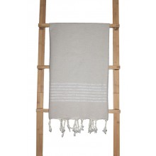 Fouta plate beige rayures lurex argent