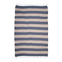 Fouta Pestemal Mediterranean Indigo et Beige