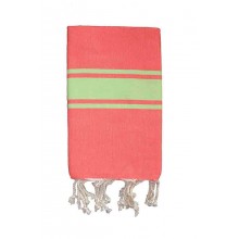 Fouta plate bicolore Corail et Vert anis 1x2m EXCLUSIVITE 1001 FOUTA