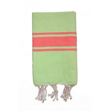 Fouta plate bicolore Vert anis et Corail 1x2m EXCLUSIVITE 1001 FOUTA