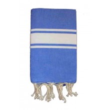 Fouta plate bleu breton rayures blanches