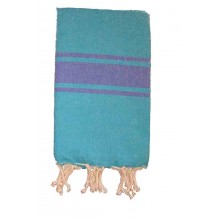 Fouta plate bicolore Turquoise et Bleu breton 1x2m EXCLUSIVITE 1001 FOUTA