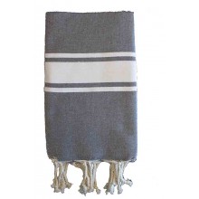 Fouta plate gris rayures blanches (1x2m)