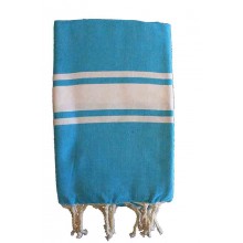 Fouta plate bleu piscine rayures blanches (1x2m)