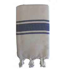 Fouta plate bicolore Beige et bleu jean 1x2m EXCLUSIVITE 1001 FOUTA