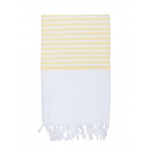 Fouta Pestemal White Imbat Jaune Citron