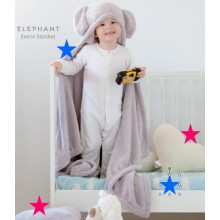 Plaid enfant avec capuche Elephant Polaire