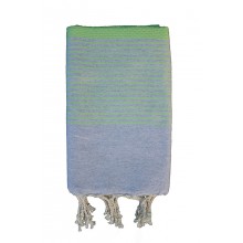 Fouta nid d'abeille grise rayure wasabi