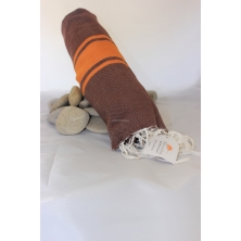 Fouta bicolore marron et orange 100 x 200 cm